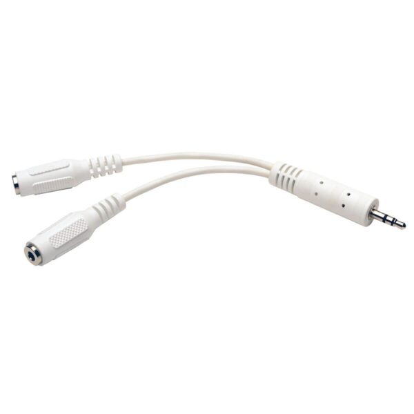 0c66893b6bfb01e52a5eb7755e9d4214 Tripp Lite series 3.5mm Mini Stereo Cable adapter Y Splitter for Speakers and Headphones (M to 2x F) White, 6-in. (15.24 cm)