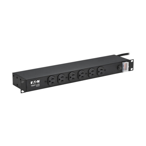 Tripp Lite series 1U Rack-Mount Power Strip, 120V, 15A, 5-15P, 12 Outlets (6 Front-Facing, 6-Rear-Facing), 15 ft. (4.57 m) Cord