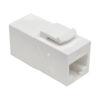 Tripp Lite series Cat6a Straight-Through Modular In-Line Snap-In Coupler with 90-Degree Down-Angled Port, White (RJ45 F/F), TAA