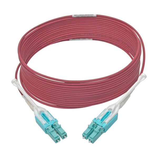 Tripp Lite series 10G Duplex Multimode 50/125 OM4 LSZH Fiber Optic Cable (LC/LC), Push/Pull Tabs, Magenta, 5 m