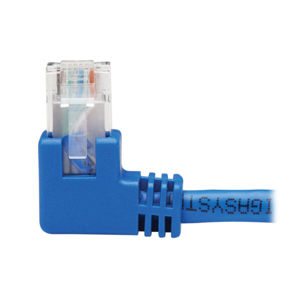 0d7dcb36c0197958f136cff6e6ed9a87-1 Tripp Lite series Left-Angle Cat6 Gigabit Molded UTP Ethernet Cable (RJ45 Left-Angle M to RJ45 M), Blue, 20 ft. (6.09 m)
