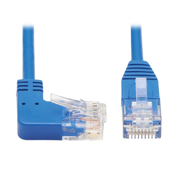 Tripp Lite series Right-Angle Cat6 Gigabit Molded Slim UTP Ethernet Cable (RJ45 Right-Angle M to RJ45 M), Blue, 1 ft. (0.31 m)
