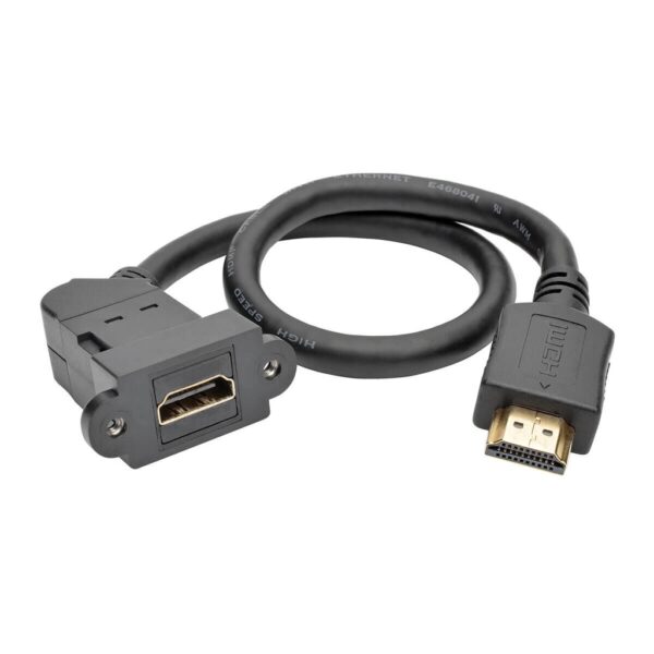 Tripp Lite series High-Speed HDMI with Ethernet All-in-One Keystone/Panel Mount Extension Cable (M/F), Angled Connector, 1 ft. (0.31 m)