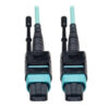 0dc6e2f10a9570b6681e1b3777381e50 Tripp Lite series MTP/MPO Patch Cable, 12 Fiber, 40GbE, 40GBASE-SR4, OM3 Plenum-Rated - Aqua, 5M (16 ft.)