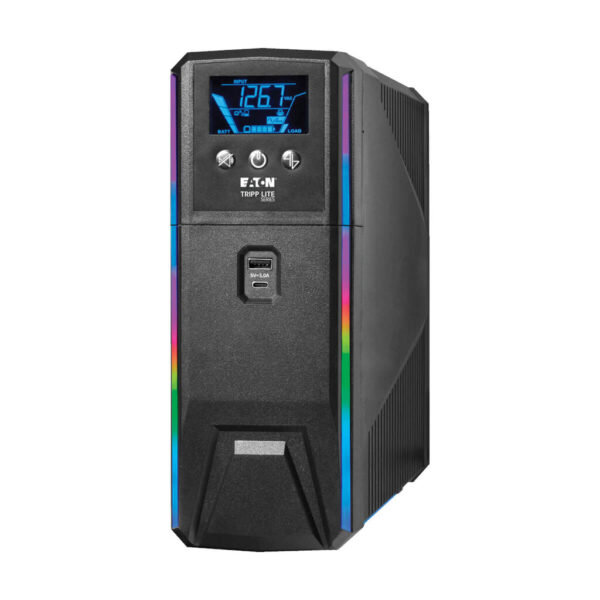 Tripp Lite series 1500VA 900W 120V Pure Sine Wave Gaming UPS Battery Backup - LCD, AVR, RGB LEDs, USB Charging, Power Saving