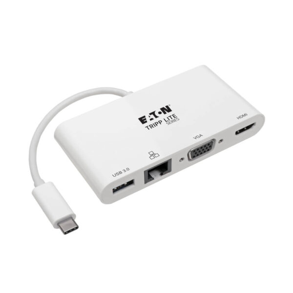 0f3aa416a2e2b335df3ab0bb1657a1f0 Tripp Lite series USB-C Multiport Adapter - 4K HDMI, VGA, USB 3.x (5Gbps) Hub Port, GbE, HDCP, White