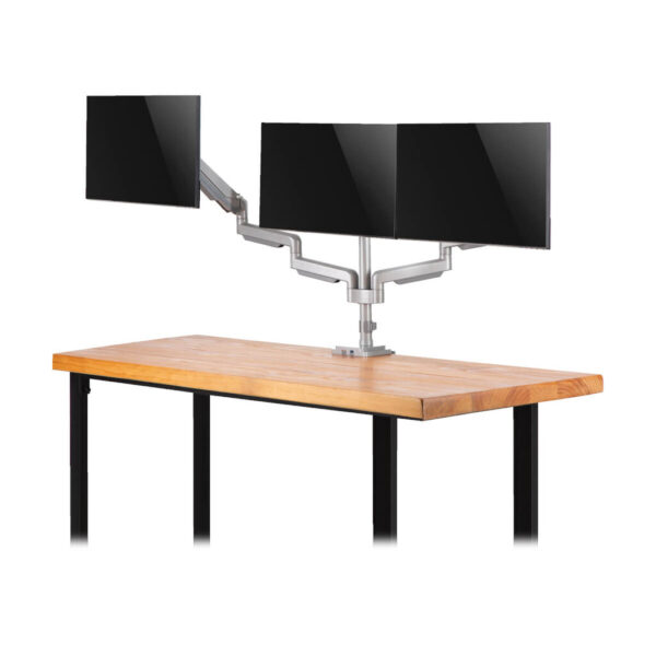 Tripp Lite series Triple-Display Gas-Spring Flex-Arm Desktop Clamp and Grommet for 17” to 30” Flat-Screen Displays - USB and Audio Ports, Aluminum