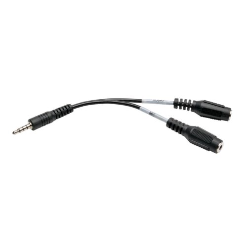 Tripp Lite series 3.5 mm 3-Position to 3.5 mm 4-Position Audio Headset Splitter Adapter Cable (2xF/M), 6 in. (15.2 cm)