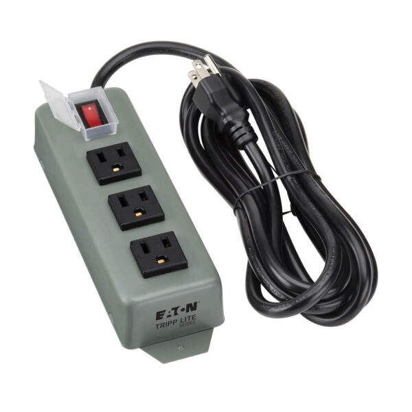Tripp Lite series Industrial Power Strip, 3-Outlet, 9 ft. (2.7 m) Cord, NEMA 5-15P Plug, Switch Guard