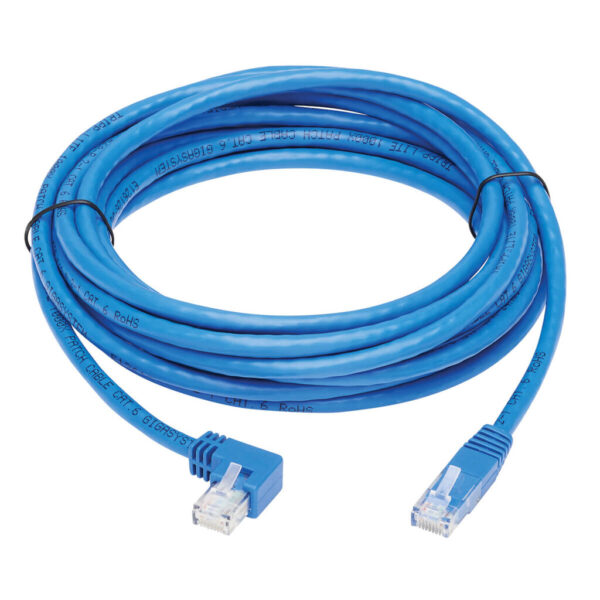 Tripp Lite series Left-Angle Cat6 Gigabit Molded UTP Ethernet Cable (RJ45 Left-Angle M to RJ45 M), Blue, 15 ft. (4.57 m)