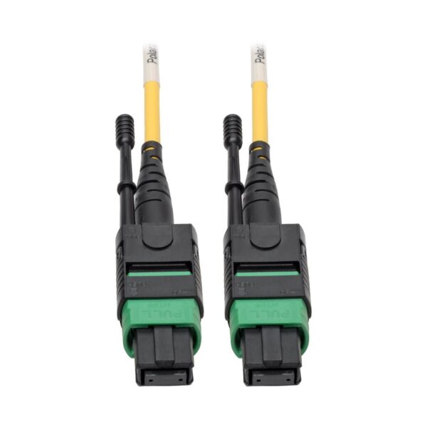 Tripp Lite series MTP/MPO (APC) Singlemode Patch Cable (F/F), 12 Fiber, 40/100 GbE, QSFP+ 40GBASE-PLR4, Plenum, Push/Pull Tab, Yellow, 7 m (23 ft.)