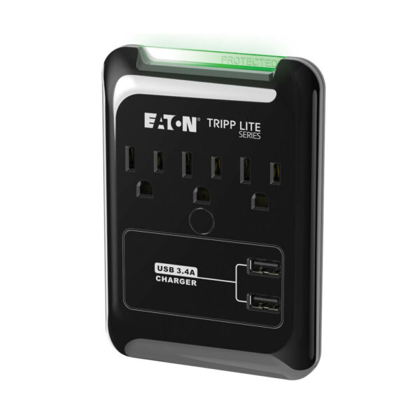 1078b9a9543189d5fa0821928df58f3b Tripp Lite series Protect It! 3-Outlet Surge Protector, Direct Plug-In, 540 Joules, 3.4 A USB Charger, Diagnostic LED