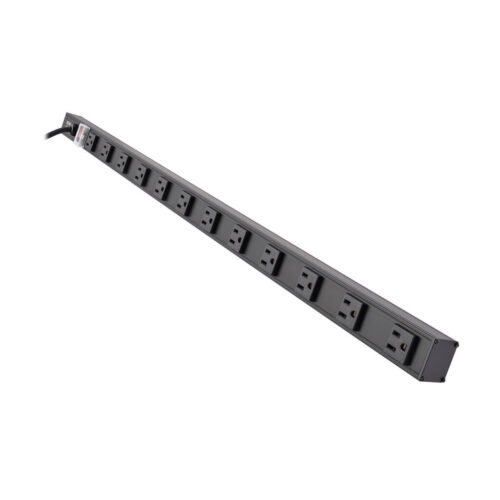 Tripp Lite series 12-Outlet Vertical Power Strip, 120V, 15A, NEMA 5-15P, 15 ft. (4.57 m) Cord, 36 in., Black Housing