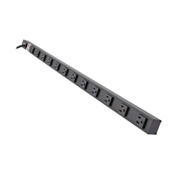 10f0ed98bdb2864504fe27175f19f52b Tripp Lite series 12-Outlet Vertical Power Strip, 120V, 15A, NEMA 5-15P, 15 ft. (4.57 m) Cord, 36 in., Black Housing