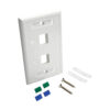 Tripp Lite series 2-Port Keystone Faceplate, Single Gang, ID Labels, White, TAA