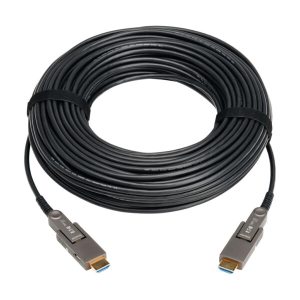 117797e2c743d2514ad1f61818cffc9c-1 Tripp Lite series 8K HDMI Fiber Active Optical Cable (AOC) with Detachable Connectors (M/M) - 8K UHD @ 60 Hz, HDR, HDCP 2.3, Black, 20 m (66 ft.)