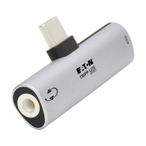Tripp Lite series USB-C to 3.5 mm Headphone Jack Adapter for Hi-Res Stereo Audio - PD 3.0 and QC 2.0 Charging, Silver