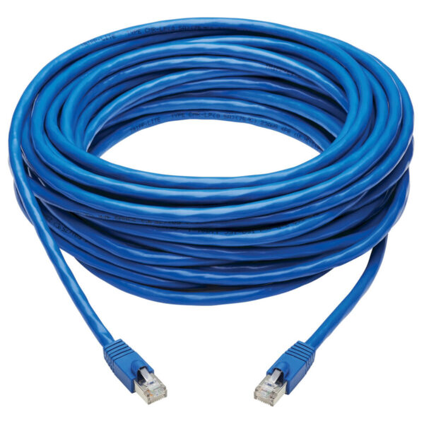 118f170d183236d50de4b13f0b902c60 Tripp Lite series Cat6a 10G Snagless F/UTP Ethernet Cable (RJ45 M/M), PoE, CMR-LP, Blue, 50 ft. (15.24 m), TAA