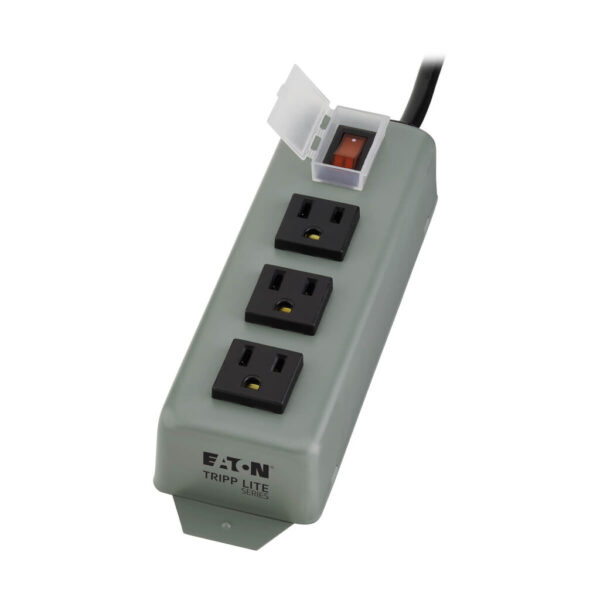 Tripp Lite series Industrial Power Strip, 3-Outlet, 9 ft. (2.7 m) Cord, NEMA 5-15P Plug, Switch Guard
