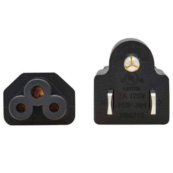 127172d76d418b2e91a164c263404355 Tripp Lite series 3-Slot Power Cord, NEMA 5-15P to C5 - Laptop/Notebook, 7A, 125V, 18 AWG, 6 ft. (1.8 m), Black