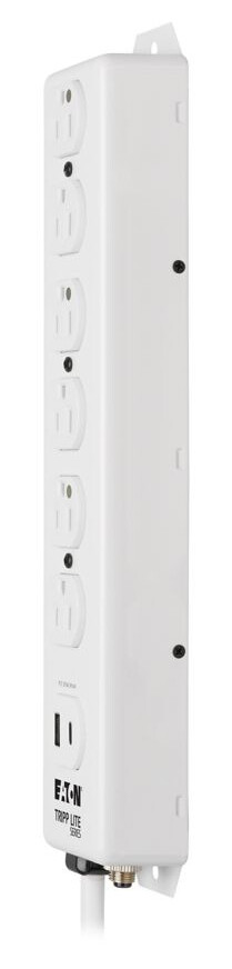 Tripp Lite series Safe-IT UL 1363 Medical-Grade Power Strip, 6 Hospital-Grade Outlets, USB Charging, Safety Covers, Antimicrobial, 2 ft. Cord