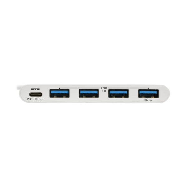 Tripp Lite series 4-Port USB-C Hub, USB 3.x (5Gbps), 4x USB-A Ports, 60W PD Charging, White