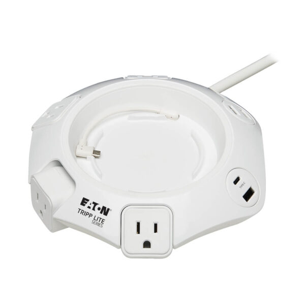 Tripp Lite series Conference Power Surge Protector - 4 NEMA 5-15R Outlets, USB-C & 3 USB-A Ports, Micro-USB, 8 ft. Cord