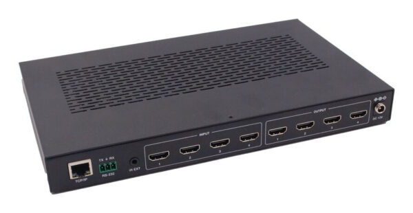 Tripp Lite series 4x4 HDMI Matrix Switch with Video Wall Controller - 4K 60 Hz, 4 HDMI Inputs, 4 HDMI Outputs, HDR, 4:4:4, Multi-Resolution Support