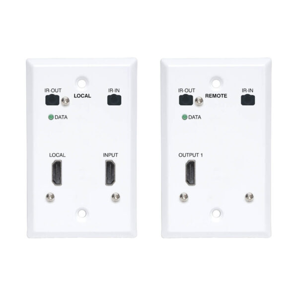 Tripp Lite series HDMI over Cat6 Extender Kit, Wallplate, 4K 60Hz, 4:4:4, IR, PoC, HDR, HDCP 2.2, 230 ft., TAA