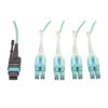 1437db37aab61cafefe040fb7af4b5c5 Tripp Lite series MTP/MPO Fan-out Cable with Push/Pull Tab Connectors, MTP/MPO to 4xLC, 40GbE, 40GBASE-SR4,OM3 Plenum-rated - Aqua, 1M (3.28 ft.)