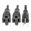 144862e589bb44b15e8d2d19474450ea Tripp Lite series Extension Cord Y Splitter, NEMA 5-15P to 2x NEMA 5-15R - 13A, 120V, 16 AWG, 18-in. (45.72 cm), Black