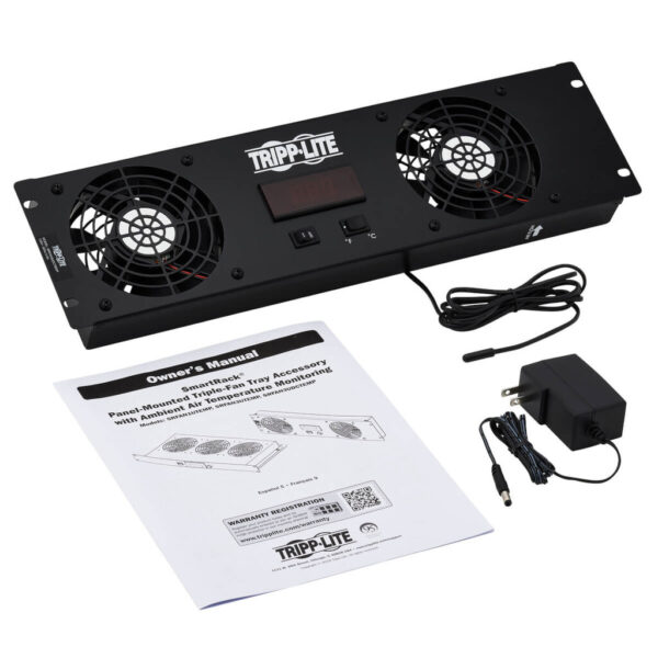 1457838a8b768429c0c9b4b505562bd1 Tripp Lite series 3U Digital Temperature Sensor with 2 12VDC Extra-Quiet Fans, Blanking Panel, LCD