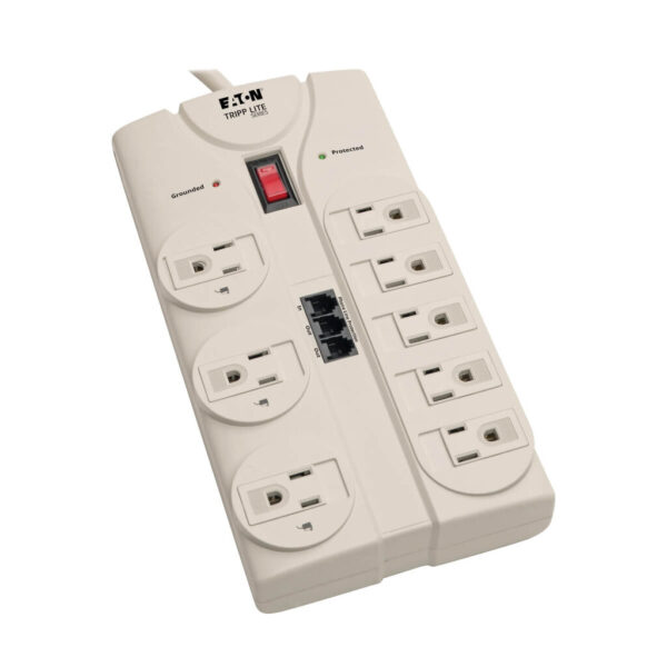 Tripp Lite series Protect It! 8-Outlet Computer Surge Protector, 8 ft. (2.43 m) Cord, 2160 Joules, Tel/Modem/Fax Protection