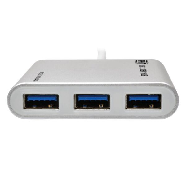 Tripp Lite series 4-Port USB-C Hub, USB 3.x (5Gbps), 4x USB-A Ports, USB Micro-B Power Input, Silver