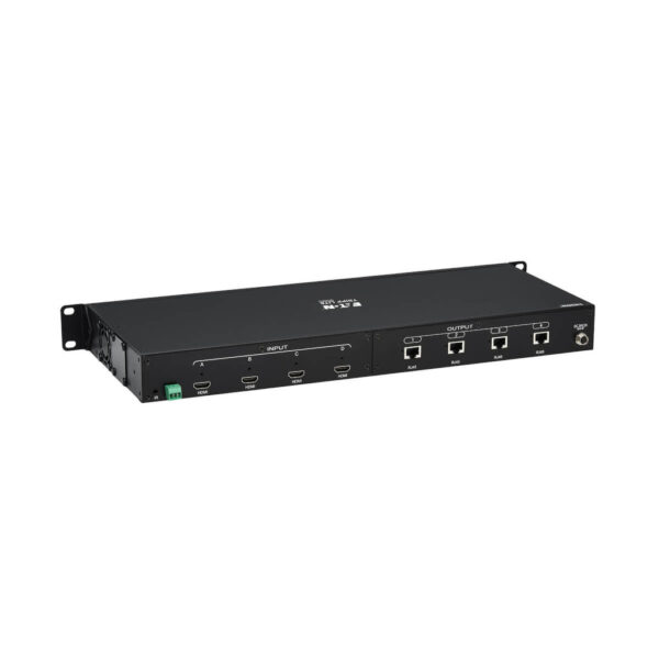 Tripp Lite series 4x4 HDMI over Cat6 Matrix Switch Kit, Switch/4x Pigtail Receivers - 4K 60 Hz, HDR, 4:4:4, PoC, 230 ft. (70.1 m), TAA