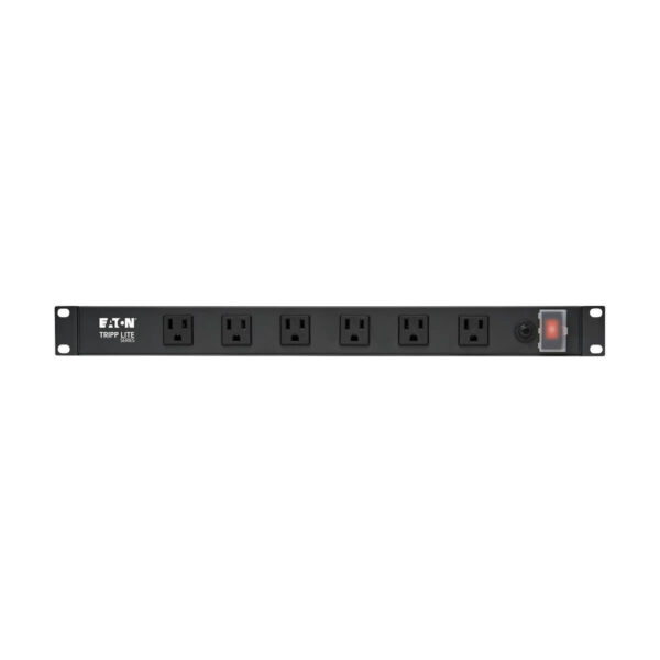 Tripp Lite series 1U Rack-Mount Power Strip, 120V, 15A, 5-15P, 12 Right-Angle 5-15R Outlets (6 Front-Facing, 6 Rear-Facing), 15 ft. (4.57 m) Cord
