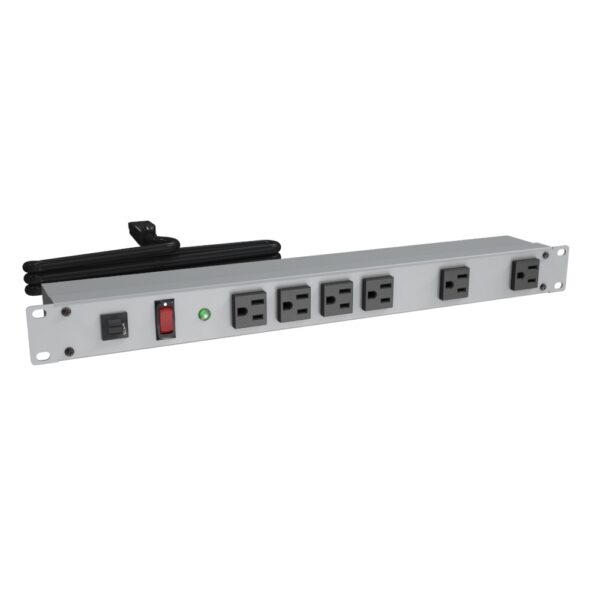 Hammond 19"RM Surge, 6 Rec Frnt GY, 6'
