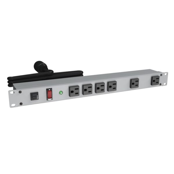 Hammond 19"RM Surge, 6 Rec Frnt GY,15'