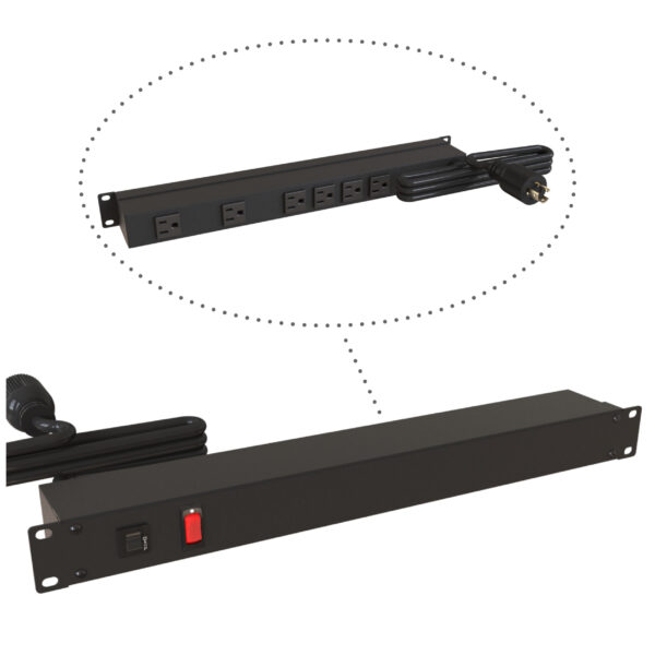 1583h6d1bk Hammond 19" Rack Mount, 6 Rec on Rear
