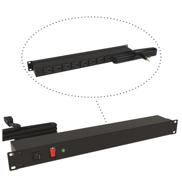 Hammond 19" Rack Mount, 8 Rec on Rear