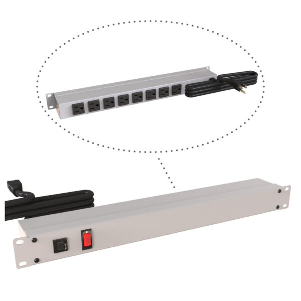 1583h8b1 Hammond 19" Rack Mount, 8 Rec on Rear