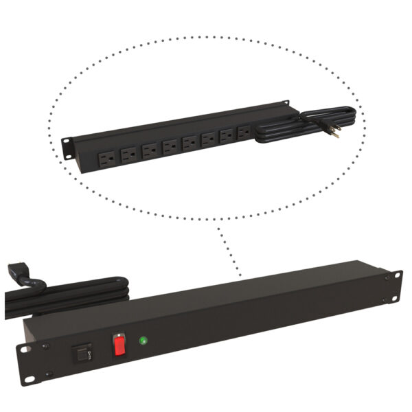 Hammond 19" Rackmount, 8 Rec on Rear