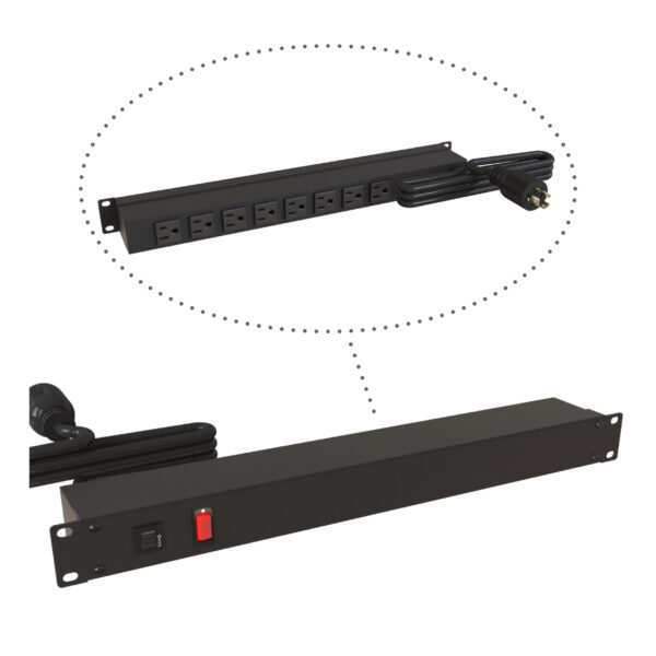 Hammond 19" Rack Mount, 8 Rec on Rear