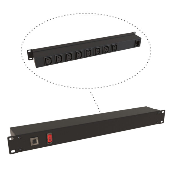 Hammond 19" Rack Mount, 8 Rec on Rear