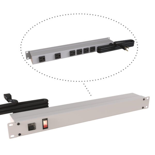 1583t6d1 Hammond 19" Rack Mount, 6 Rec on Rear