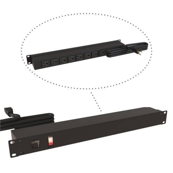 1583t8b1bk Hammond 19" Rack Mount, 8 Rec on Rear