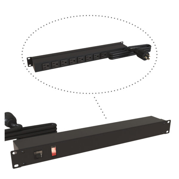 Hammond 19" Rack Mount, 8 Rec on Rear