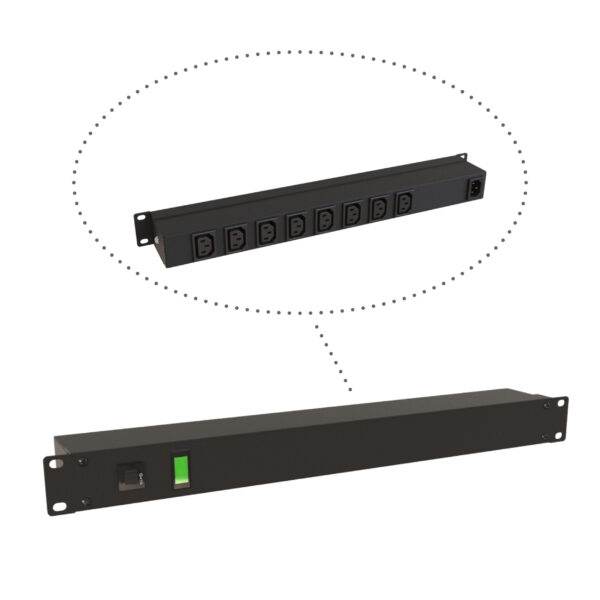 Hammond 19" Rack Mount, 8 Rec on Rear