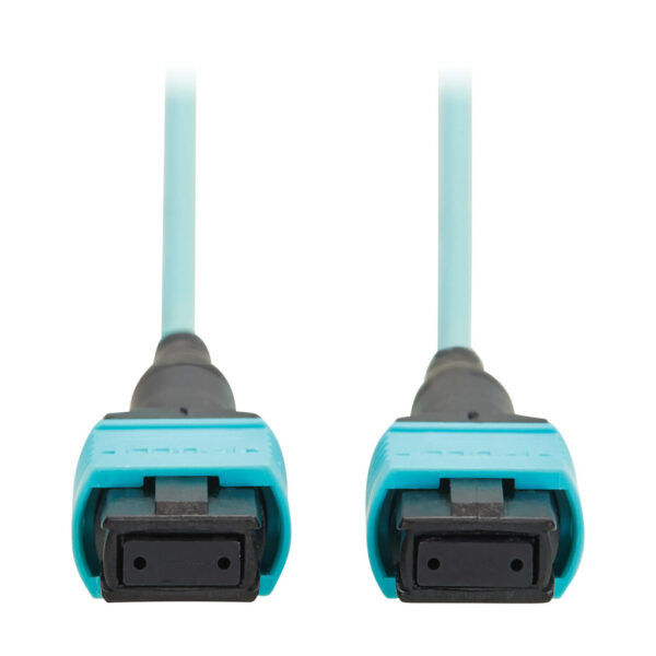 15cd32565a2520dd70c46fa792802654 Tripp Lite series 100G Multimode 50/125 OM4 Fiber Optic Cable (12F MPO/MPO-PC F/F), Type-A Polarity, OFNP, Aqua, 10 m (32.8 ft.), TAA