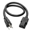 Tripp Lite series Computer Power Cord, NEMA 5-15P to C13 - Heavy-Duty, 15A, 125V, 14 AWG, 2 ft. (0.61 m), Black